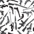 Firearms weapons and guns seamless pattern