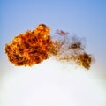 Fireball explosion on blue sky background Royalty Free Stock Photo