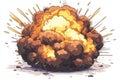 Fireball explosion in a cartoon style. Royalty Free Stock Photo
