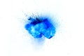 Realistic blue explosion with sparks over a white background