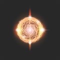 Fireball glowing fiery plasma sphere magic element, realistic blazing energy ball lightning effect, futuristic scientific tech Royalty Free Stock Photo