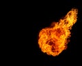 Fireball isolated on black, flame ball