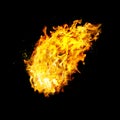 Fireball realistic fire, isolated on black Royalty Free Stock Photo