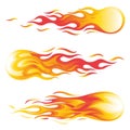 Fireball vector illustration set isolated on white background Royalty Free Stock Photo