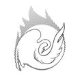 Firebird - Black and white sketch, vector logo