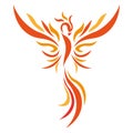 Firebird colorful silhouette drawn by different lines in a flat style. Color tattoo, phoenix bird logo, emblem for fashion design Royalty Free Stock Photo