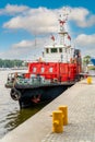 Fireboat or firefighter ship equipped with multiple water cannons and extinguishers