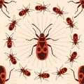 Firebug. Vector illustration. Seamless pattern