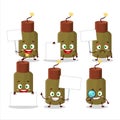 Firecracker explosive cartoon character bring information board