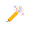 Firecracker icon vector party. Birthday surprise flat logo popper, firework confetti petard event festival Royalty Free Stock Photo