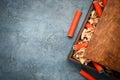 Firecrackers in wooden box filled with wood shavings