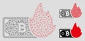 Fired Bitcoin Banknote Vector Mesh 2D Model and Triangle Mosaic Icon