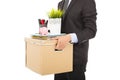 Fired businessman carrying his belongings Royalty Free Stock Photo