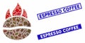 Fired Coffee Bean Mosaic and Distress Rectangle Espresso Coffee Seals