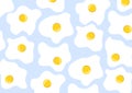 Fired egg graphic pattern on blue background