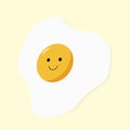 Fired egg smile cartoon illustration on yellow background Royalty Free Stock Photo