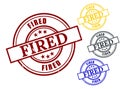 Fired Grunge Rubber Stamp Collection, Employment Termination Vector Set Royalty Free Stock Photo
