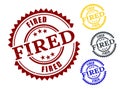 Fired Label Stamp Pack, Grunge Rubber Job Separation Vector Set Royalty Free Stock Photo