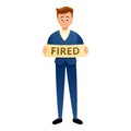 Fired office worker icon, cartoon style