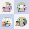 Fired people icon set vector flat illustration