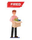 Fired Sad Employee Cartoon Vector Illustration