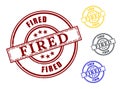 Fired Staff Mark Collection, Grunge Rubber Employment End Stamp Pack Royalty Free Stock Photo