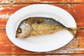 Fired thai mackerel on white dish