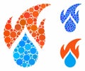 Fired water drop Mosaic Icon of Round Dots