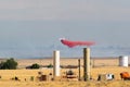 Firefighter Airplane Dropping Red Slurry Over Colorado Wildfire 2020 Royalty Free Stock Photo