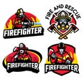 Firefighter badge design set