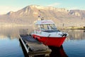 Firefighter boat moored at the dock