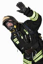 Firefighter in breathing apparatus gestures Ok Royalty Free Stock Photo