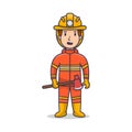 FireFighter Cartoon Character Man, Cute Firefighter, Fireman / fire fighter boy Royalty Free Stock Photo