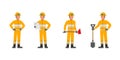 Firefighter character vector design. Presentation in various action