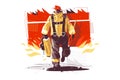 Firefighter characters with rescue equipment