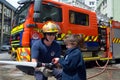 Firefighter and child Royalty Free Stock Photo