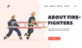 Firefighter Children Landing Page Template. Kids Play Fireman Extreme Profession, Choose Job, Fire Fighter in Uniform Royalty Free Stock Photo