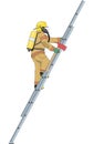 Firefighter Climbing Ladder Vector Illustration