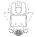 Firefighter Coloring page. Mask and Helmet. Head of a firefighter