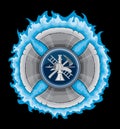Firefighter Cross With Blue Flames