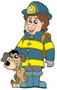 Firefighter with dog Royalty Free Stock Photo