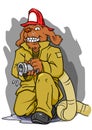 Firefighter Dog with Hose Royalty Free Stock Photo