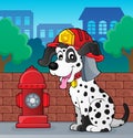 Firefighter dog theme 2 Royalty Free Stock Photo