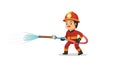 Firefighter Dousing Flames with Powerful Water Stream, Action Scene, vector design Generative AI Royalty Free Stock Photo