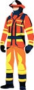 Firefighter on duty in uniform-