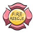 Firefighter emblem icon in color drawing