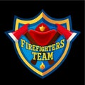 Firefighter emblem label badge and logo on white background