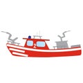 Firefighter emergency red fire boat