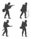 Firefighter and Emergency Response Silhouettes Vector Set Royalty Free Stock Photo