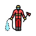 firefighter emergency worker color icon vector illustration